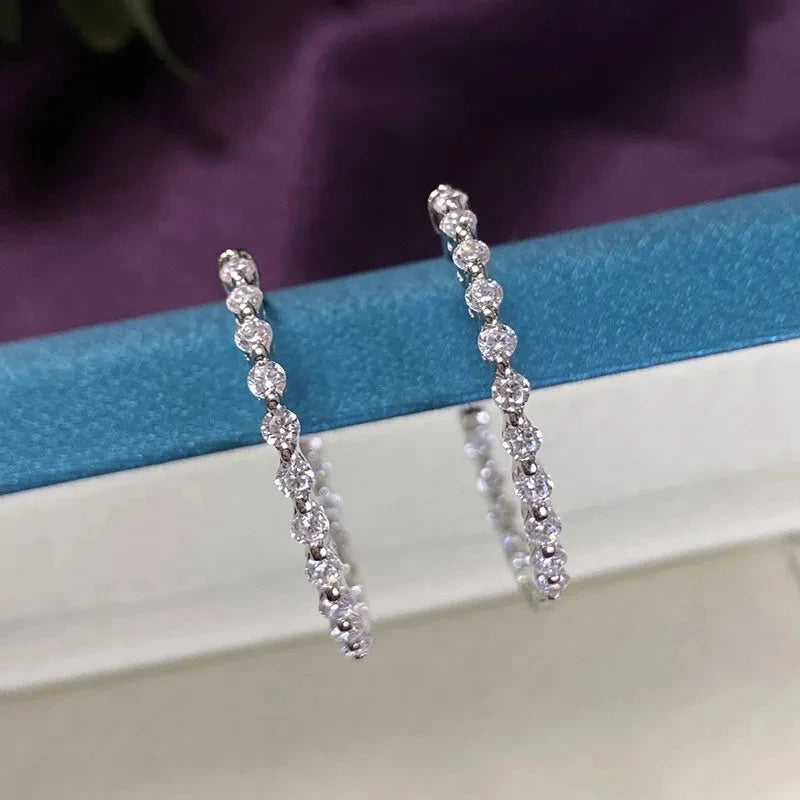Huitan Fashion Contracted Women Hoop Earrings Full with CZ Sparkling Female Earrings Office Lady’s Accessories Modern Jewelry