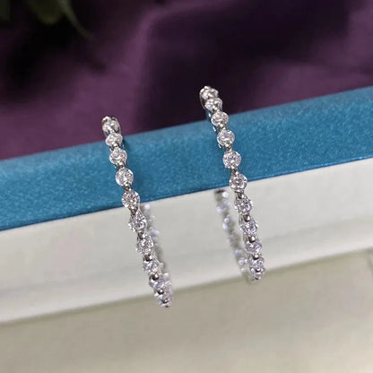 Huitan Fashion Contracted Women Hoop Earrings Full with CZ Sparkling Female Earrings Office Lady’s Accessories Modern Jewelry